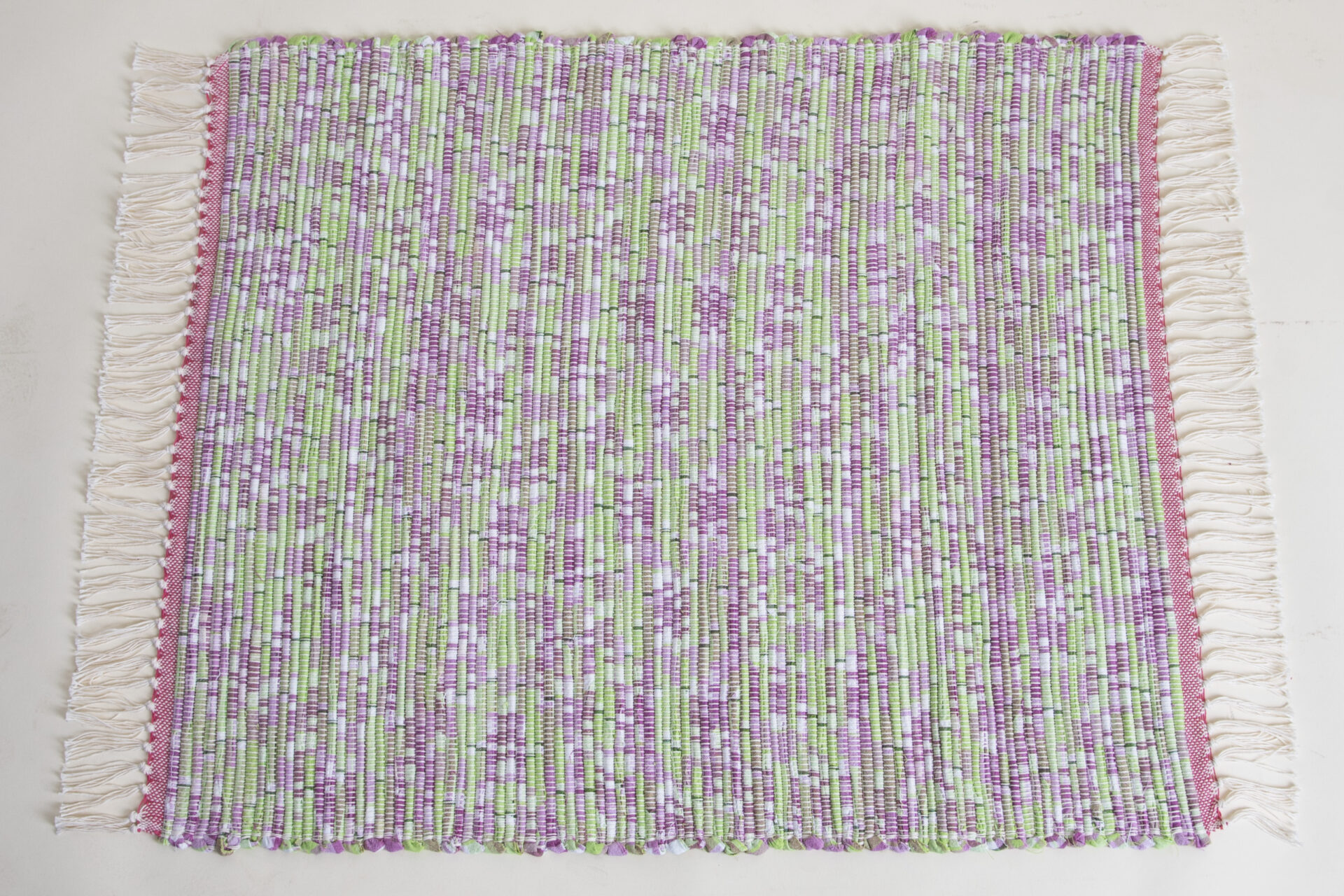 Poly-cotton Rug, Lime Green-Hot Pink, 34x27